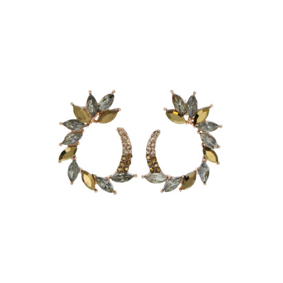 BOUCLES D'OREILLES FORME RONDE ET STRASS