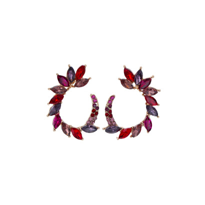 BOUCLES D'OREILLES FORME RONDE ET STRASS