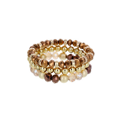 3 ROWS ELASTIC BRACELET, METAL BALLS, MIXED BEADS
