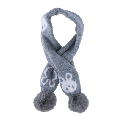 ÉCHARPE TRICOTE POUR ENFANT AVEC LAPINS, POMPONS