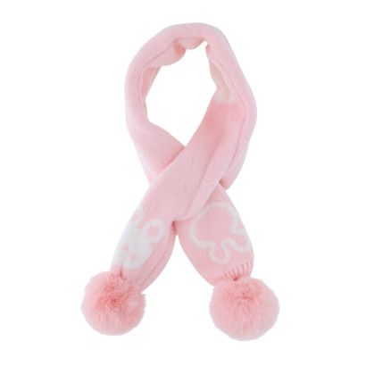 ÉCHARPE TRICOTE POUR ENFANT AVEC LAPINS, POMPONS