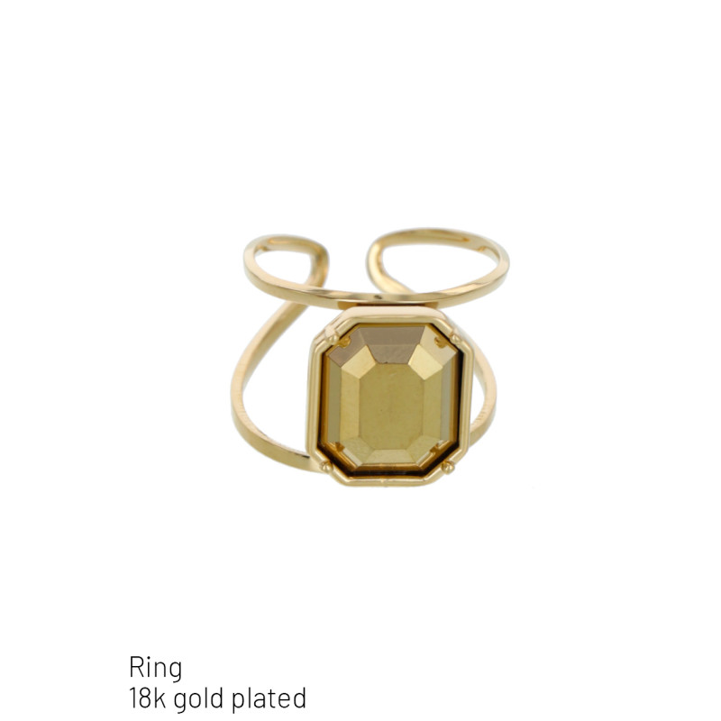 RING STAAL MET RECHTHOEKIGEVORM STRASS