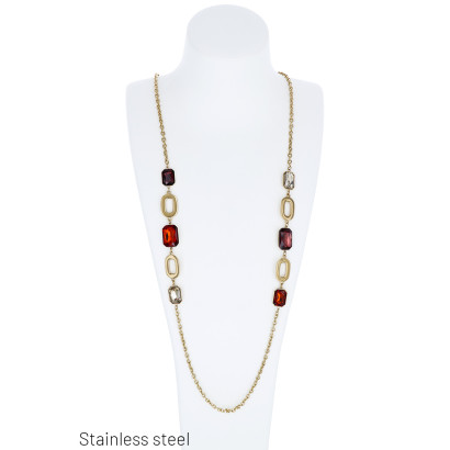 COLLIER ACIER LONG AVEC LIENS OVALES ET RSINE
