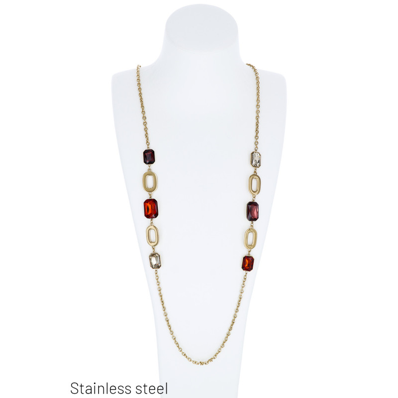 COLLIER ACIER LONG AVEC LIENS OVALES ET RSINE