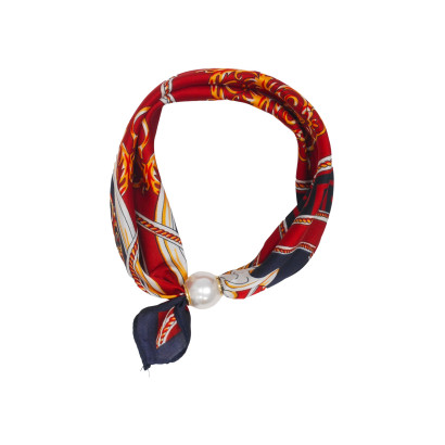 FOULARD, FERMETURE AIMANTÉ ET PERLE, MOTIF CHAINE