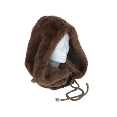 FUR IMITATION HOOD AND PLAIN COLOR