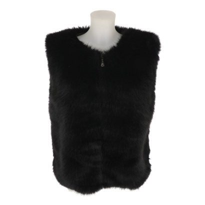 FAKE FUR SLEEVELESS JACKET WITH ZIP AND POCKETS