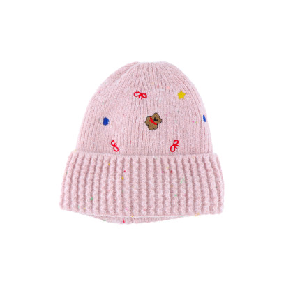BONNET TRICOTE ENFANT, BRODERIE NOEUD, NOUNOURS, É