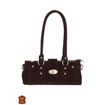 LIZY PETIT SAC EN DAIM COULEUR UNIE, FERMOIR VERRO