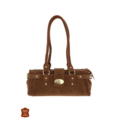 LIZY PETIT SAC EN DAIM COULEUR UNIE, FERMOIR VERRO