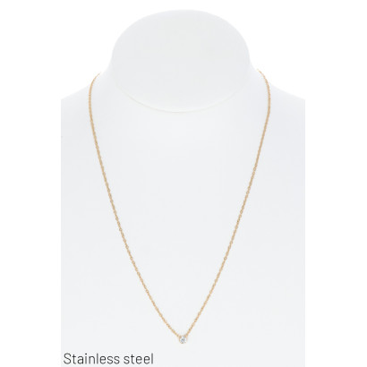 STAAL HALSKETTING MET STRASS