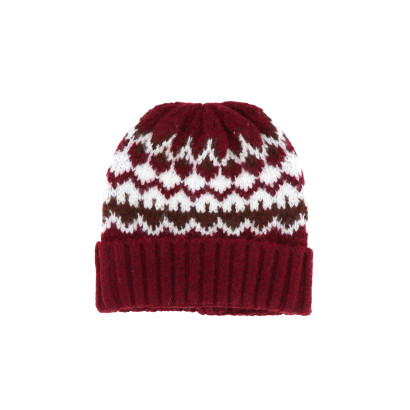 BONNET TRICOTÉ AVEC REVERS ET MOTIF GÉOMÉTRIQUE
