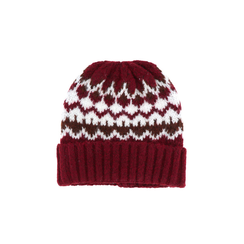 BONNET TRICOTÉ AVEC REVERS ET MOTIF GÉOMÉTRIQUE