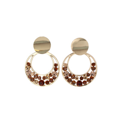 BOUCLES D'OREILLES FORME RONDE AVEC STRASS