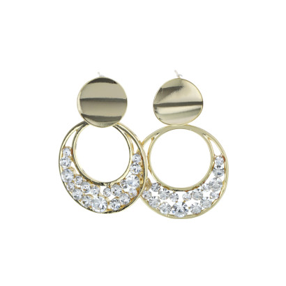 BOUCLES D'OREILLES FORME RONDE AVEC STRASS