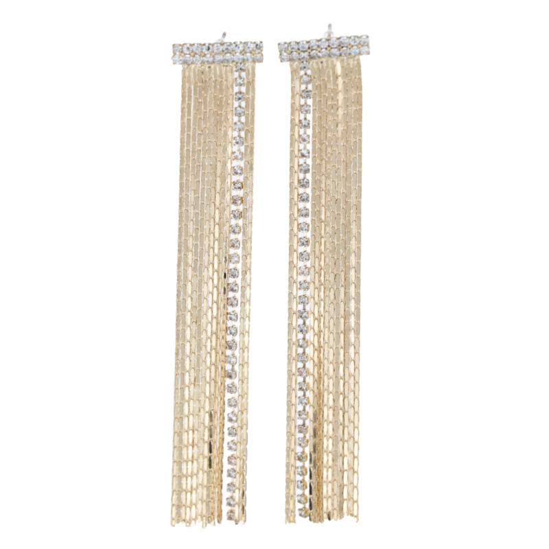 BOUCLES D'OREILLES CHAINETTE & STRASS