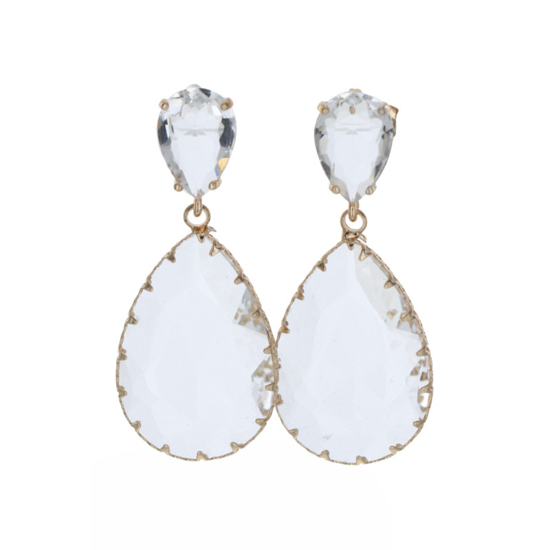 BOUCLES D'OREILLES FORME DE GOUTTE ET STRASS