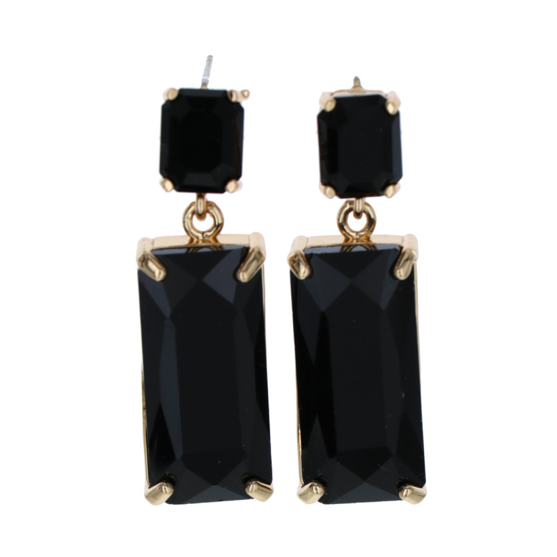 EARRINGS WITH RECTAGULAR RHINESTONES