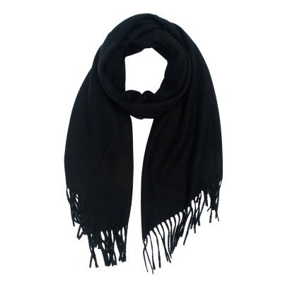 KNITTED SCARF SOLID COLOR WITH FRINGES