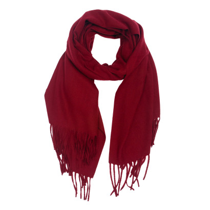 KNITTED SCARF SOLID COLOR WITH FRINGES