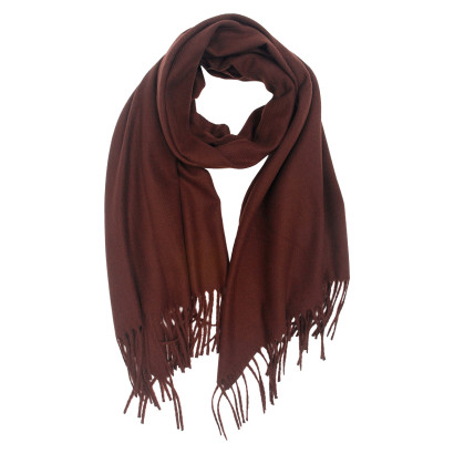 KNITTED SCARF SOLID COLOR WITH FRINGES