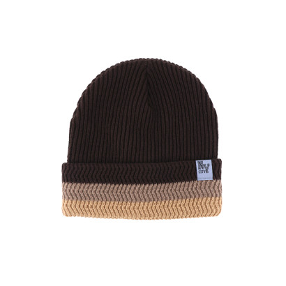 BONNET TRICOTÉ, RAYÉ HOMME, REVERS, MOT. GEOMETRI