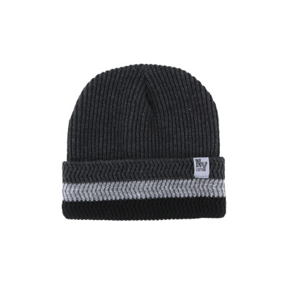 BONNET TRICOTÉ, RAYÉ HOMME, REVERS, MOT. GEOMETRI