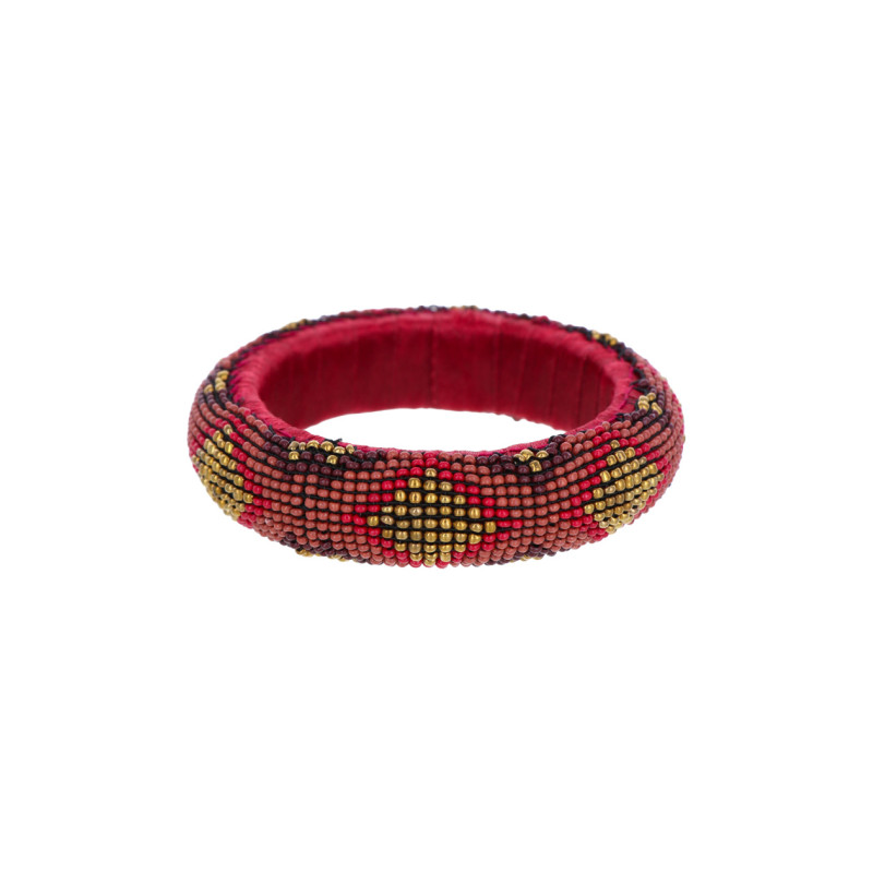 BRACELET AVEC PERLES ET IMPRIME GEOMETRIQUE