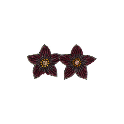 BOUCLES D'OREILLES, FORME DE FLEUR EN PERLES, PIER