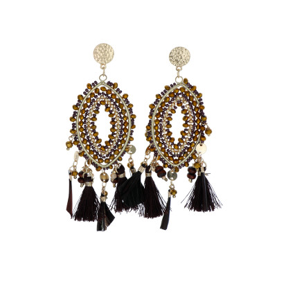 B.O FORME OVALE, PLUMES & PERLES À FACETTES