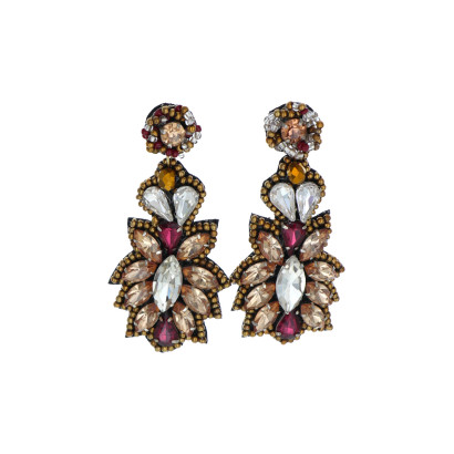 BOUCLES D'OREILLES STRASS EN FORME FLEUR