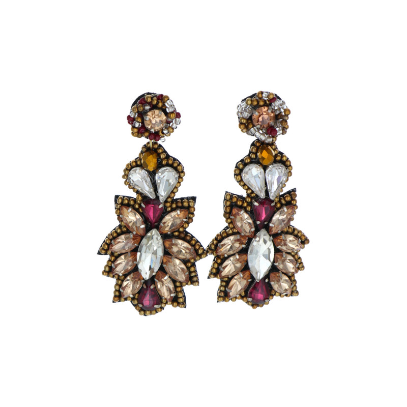 BOUCLES D'OREILLES STRASS EN FORME FLEUR