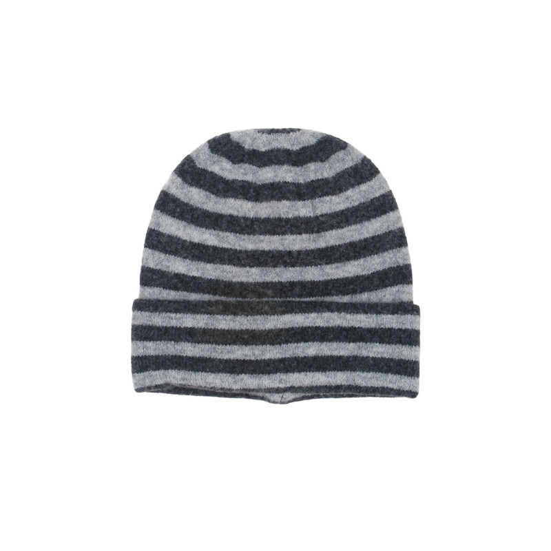 BONNET TRICOTÉ AVEC REVERS ET RAYURES
