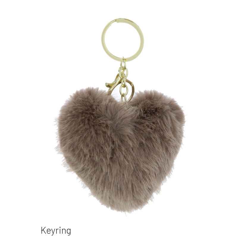 KEYRING IN FAKE FUR IN HEART SHAPE