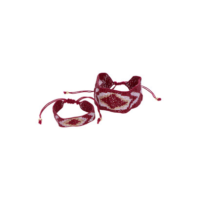 BRACELET CORDE COTON CIREE, MULTIPLE PERLES, GEOME