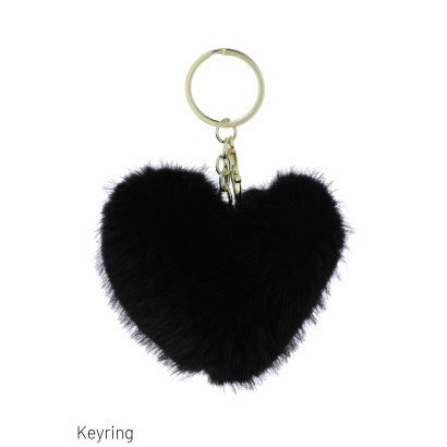 KEYRING IN FAKE FUR IN HEART SHAPE