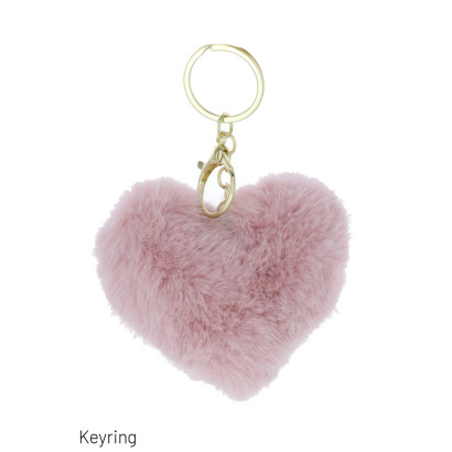 KEYRING IN FAKE FUR IN HEART SHAPE